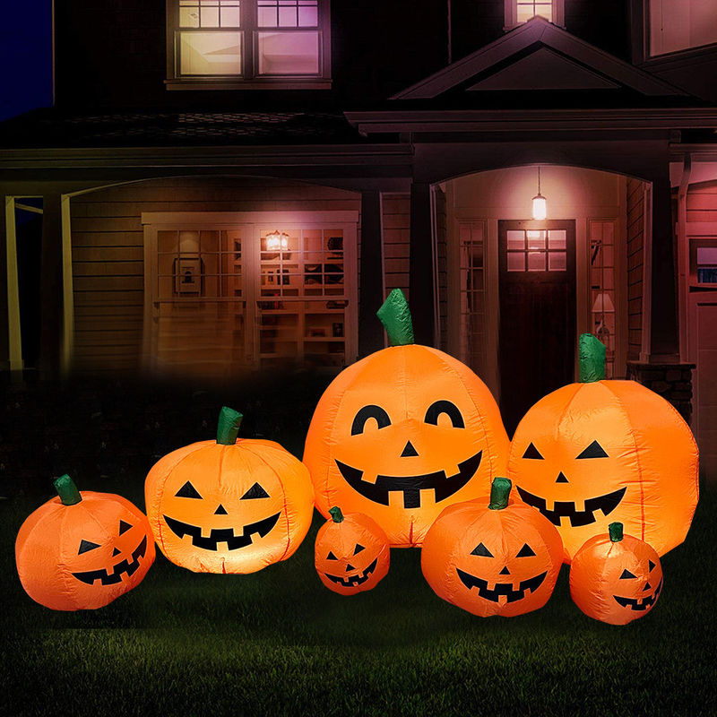 2.2m Lang Outdoor Indoor Halloween Aufblasbare Kürbissen Dekorationen mit LED-Leuchten