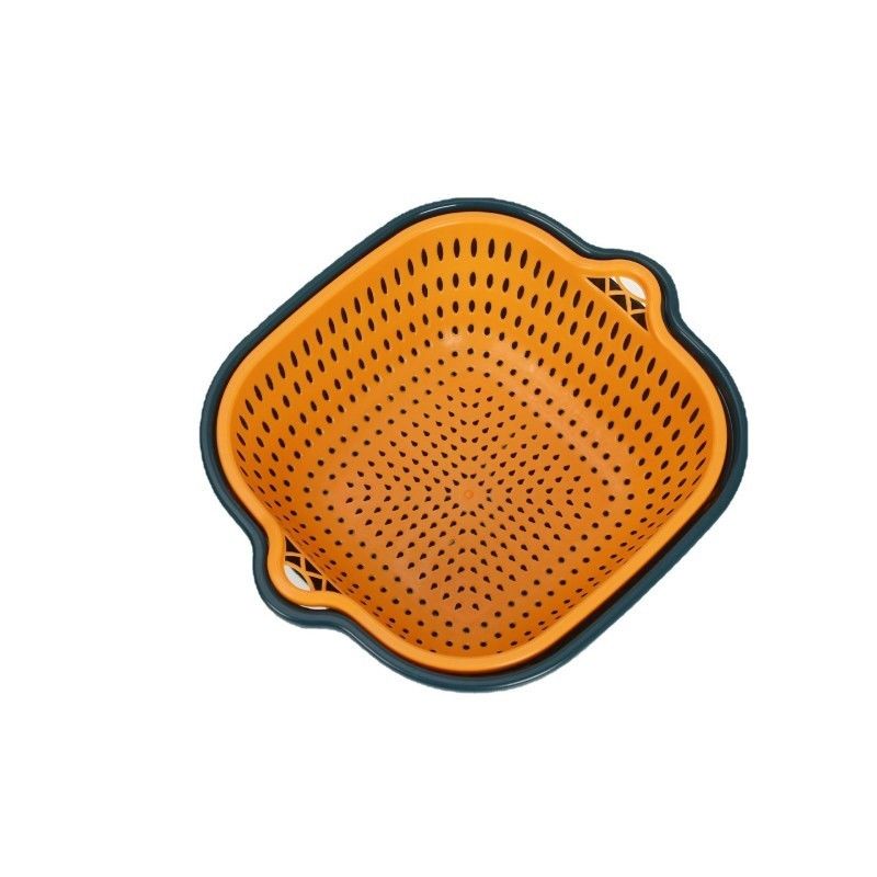 Gemüsespeicher Haushalt 6 Stück Doppelschicht-Plastik-Multi-Wasserentwässerung Clean Drain Basket