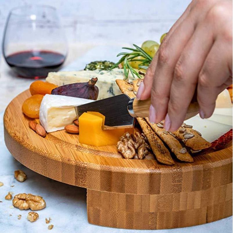 22.5*22.5*3.5cm Holz Bambus Käse Board Set für OEM/ODM unterstützt